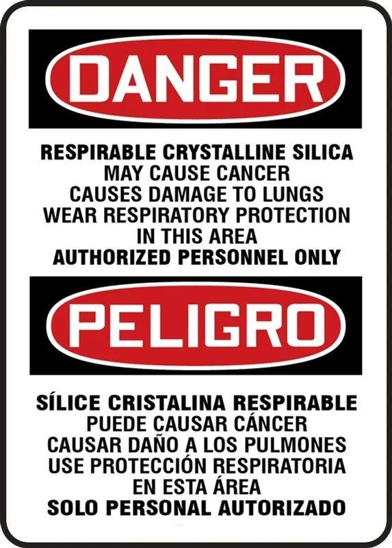 AccuformNMC BMCAW OSHA Danger Safety Sign, Respirable Crystalline Silica, May Cause Cancer, Causes Damage To Lungs…