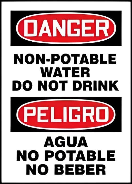 AccuformNMC SBMCAW1 Bilingual OSHA Danger Safety Sign, Non-Potable Water, Do Not Drink