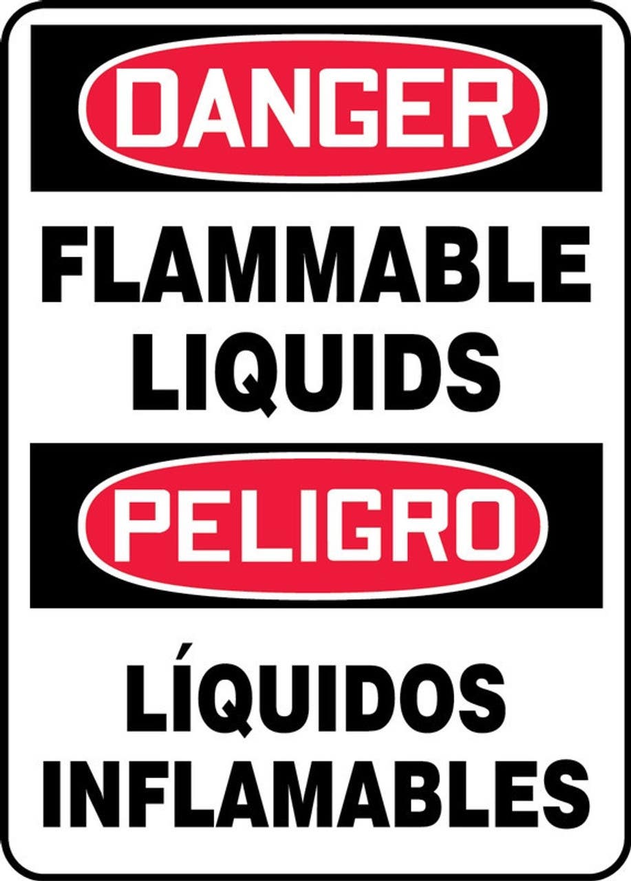 AccuformNMC SBMCHG102 Bilingual OSHA Danger Safety Sign, Flammable Liquids, 14" H x 10" W