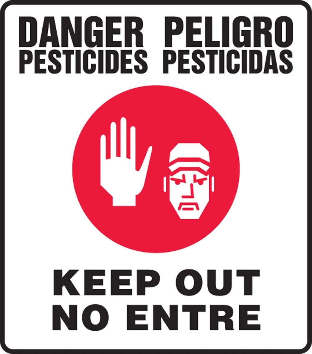 AccuformNMC SBMCHG508 OSHA Danger Bilingual Safety Sign, Pesticides, Keep Out, 16" H x 14" W