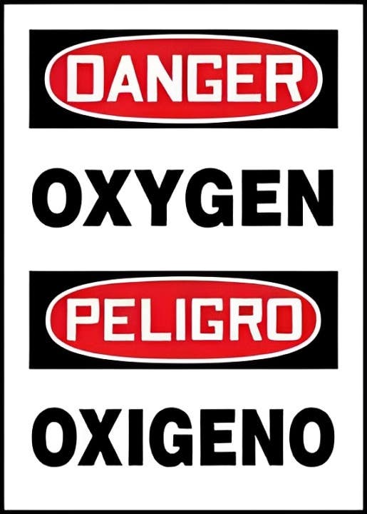 AccuformNMC SBMCHL Bilingual OSHA Danger Safety Sign, Oxygen