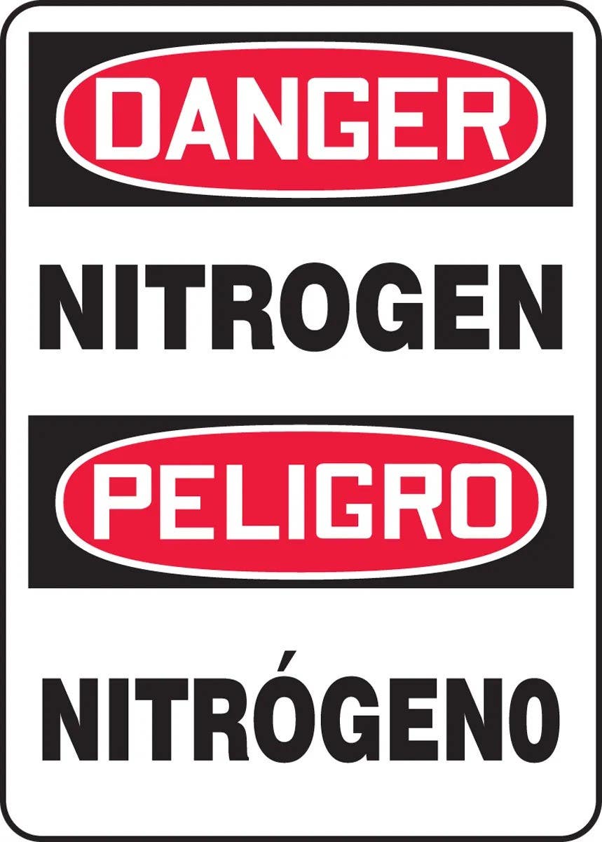 AccuformNMC SBMCHL Bilingual OSHA Danger Safety Sign, Nitrogen