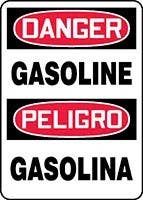 AccuformNMC SBMCHL2 Bilingual OSHA Danger Safety Sign, Gasoline
