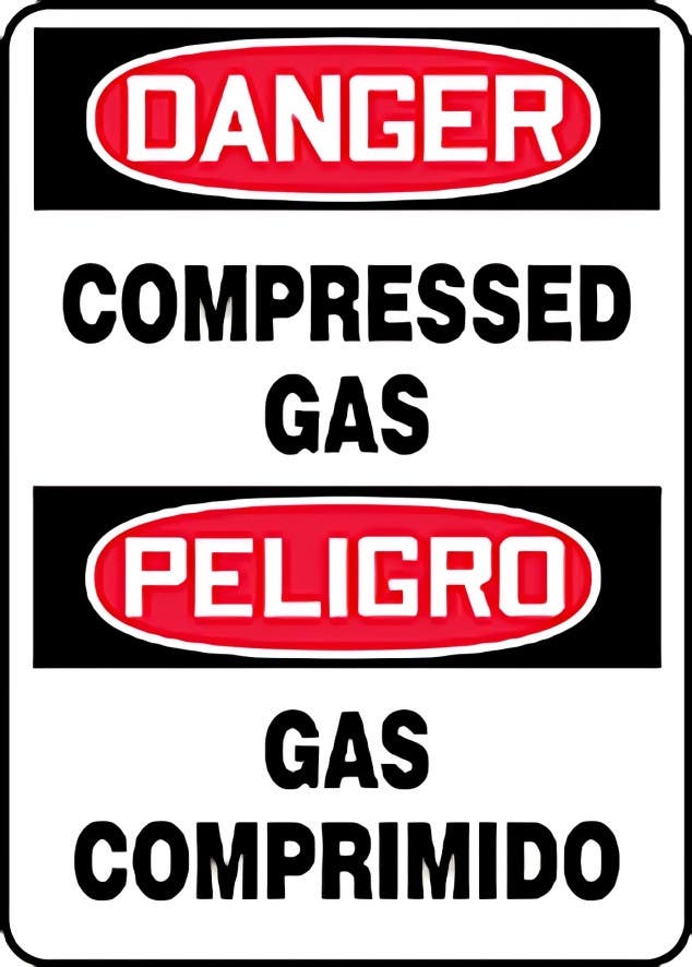 AccuformNMC SBMCPG10 Bilingual OSHA Danger Safety Sign, Compressed Gas