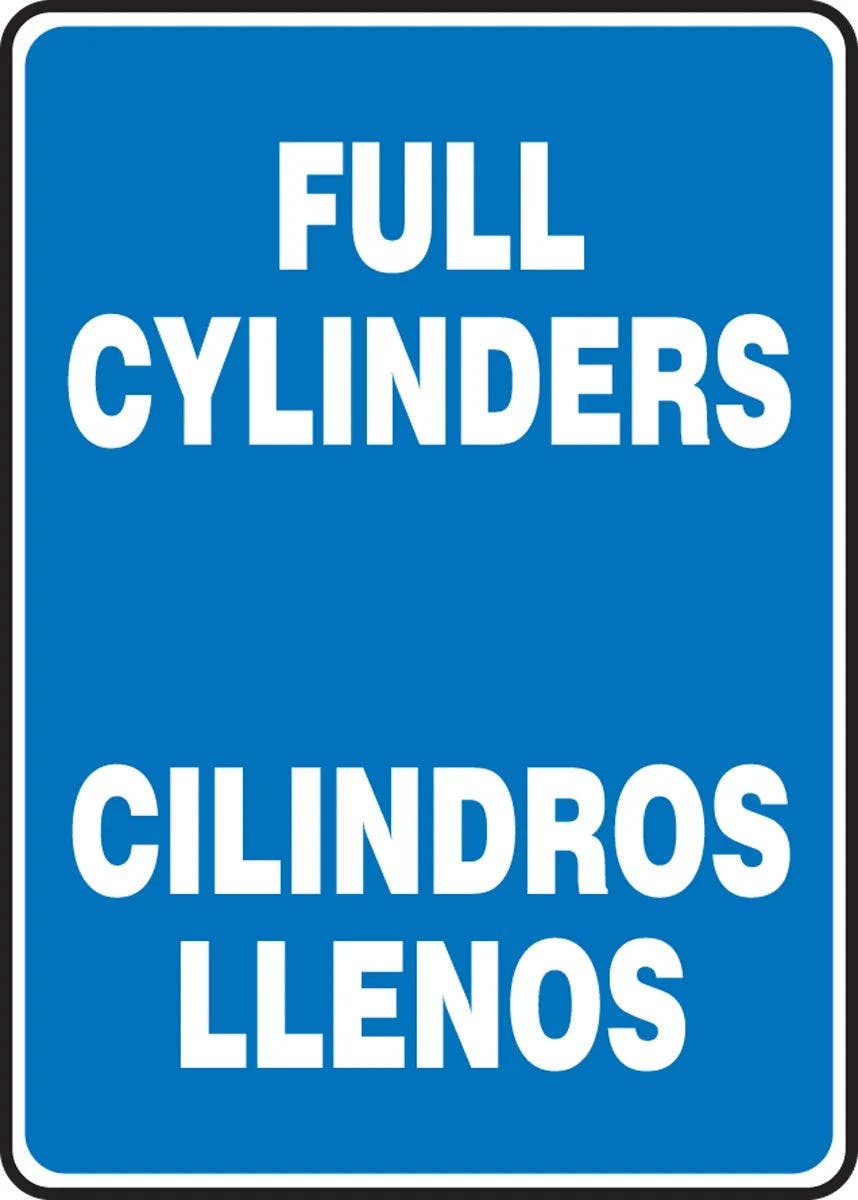 AccuformNMC SBMCPG5 Spanish Bilingual Safety Sign, Full Cylinders