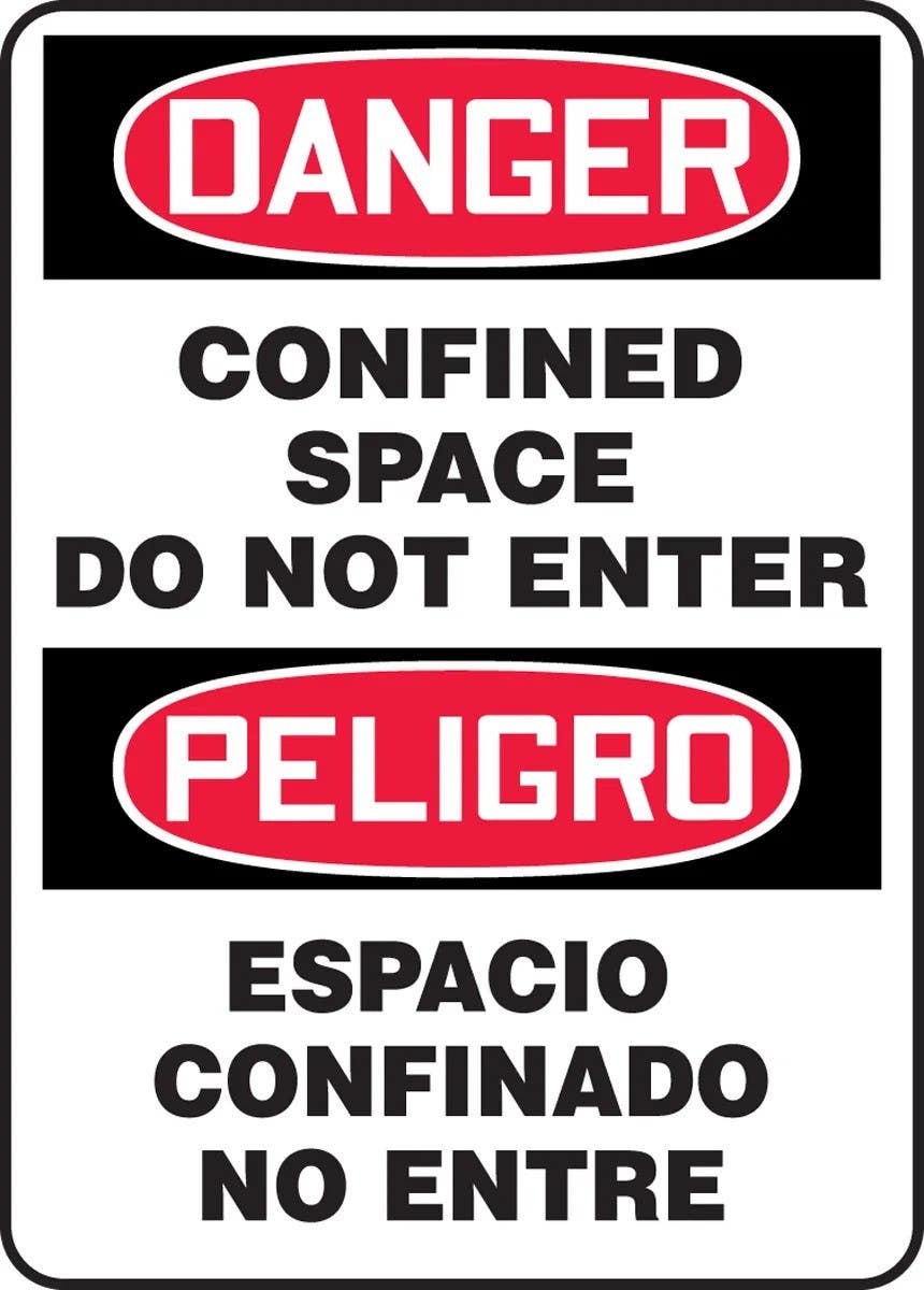AccuformNMC SBM Bilingual OSHA Danger Glow-In-The-Dark Safety Sign, Confined Space, Do Not Enter