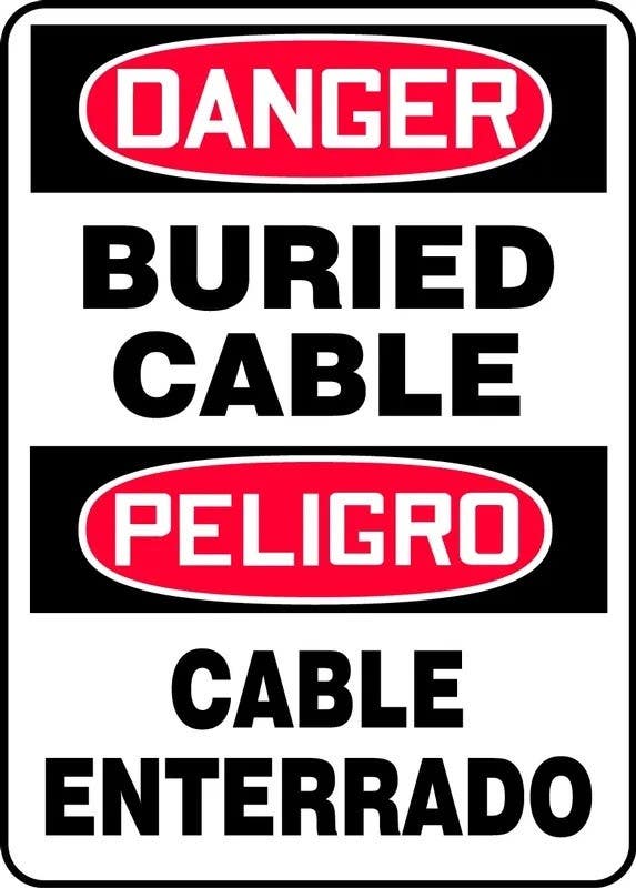 AccuformNMC SBMELC1 Bilingual OSHA Danger Safety Sign, Buried Cable