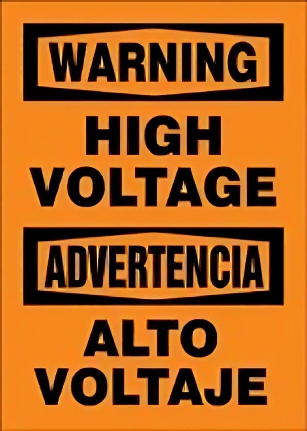 AccuformNMC SBMELC32 Bilingual OSHA Safety Warning Sign, High Voltage
