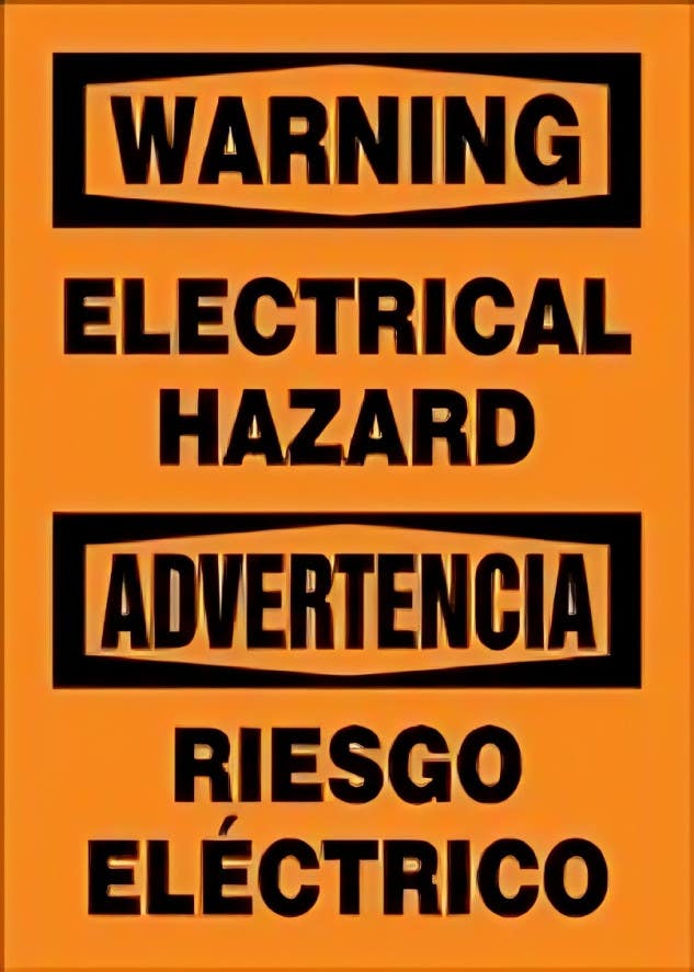 AccuformNMC SBMELC3 Bilingual OSHA Safety Warning Sign, Electrical Hazard