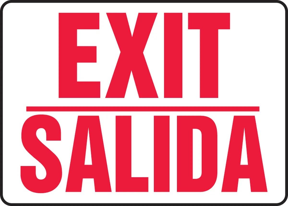 AccuformNMC SBMEXT90 Bilingual Safety Sign, Exit/Salida