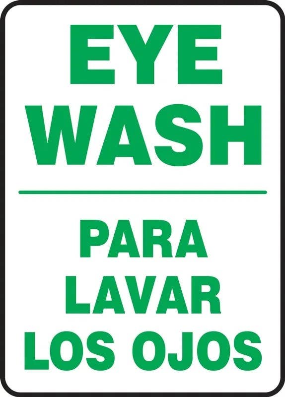 AccuformNMC SBMFSD4 Bilingual Safety Sign, Eye Wash