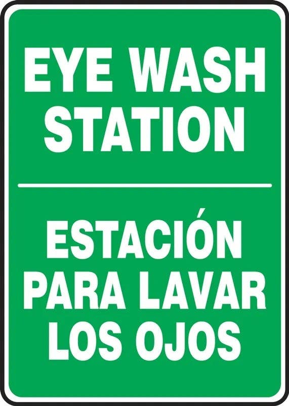 AccuformNMC SBMFSD988 Bilingual Safety Sign, Eye Wash Station, 14" H x 10" W