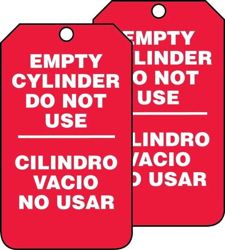 AccuformNMC SBMGT202 Cylinder Status Bilingual Safety Tag, Empty Cylinder Do Not Use, 5-3/4" H x 3-1/4" W, 5/Pk