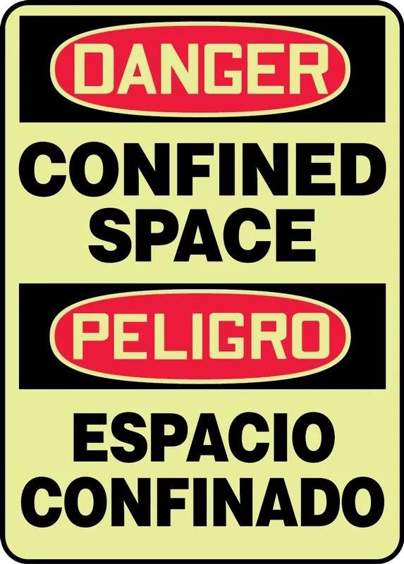AccuformNMC SBMLCS Bilingual OSHA Danger Safety Sign, Confined Space