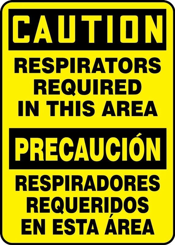 AccuformNMC SBMPPE44 Spanish Bilingual Safety Sign, Caution, Respirators Required In This Area
