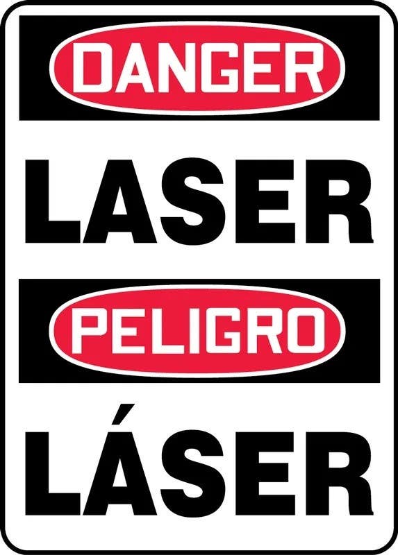 AccuformNMC SBMRAD02 Bilingual Safety Sign, Danger, Laser