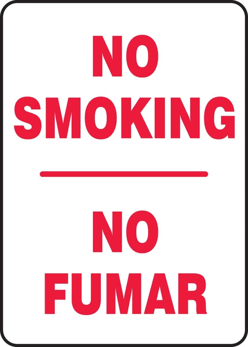 AccuformNMC SBMSMK Spanish Bilingual Smoking Control Sign, No Smoking