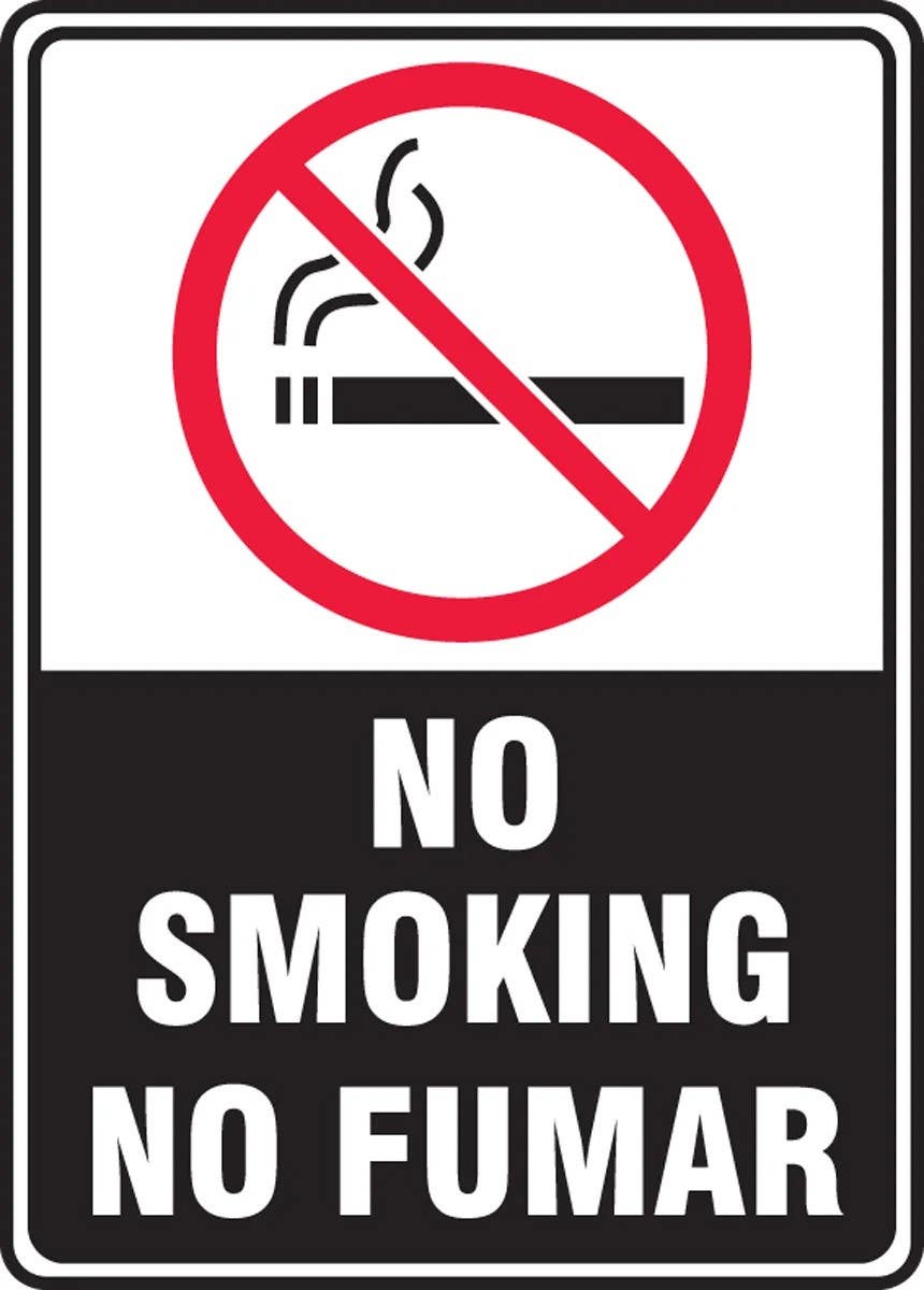 AccuformNMC SBMSMK50 Spanish Bilingual Smoking Control Sign, No Smoking - No Fumar (Black/White)
