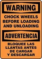 AccuformNMC SBMVHR33 Spanish Bilingual Warning Safety Sign, Chock Wheels Before Loading And Unloading