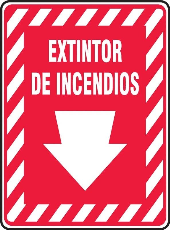 AccuformNMC SHMLFX5 Safety Sign, Fire Extinguisher (Down Arrow White), Lumi-Glow Plastic