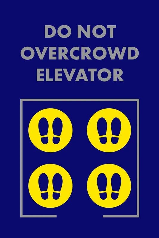 AccuformNMC PMM1 Notrax, Message Mat, Do Not Overcrowd Elevator w/ Footpring Graphic