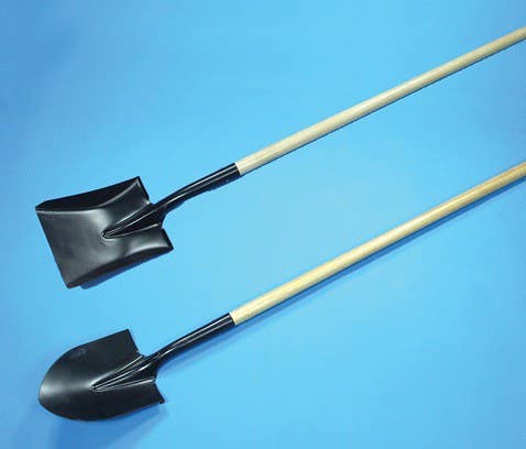 Mutual Industries Long Handle Round Point Digging Shovel with Roll Back Step