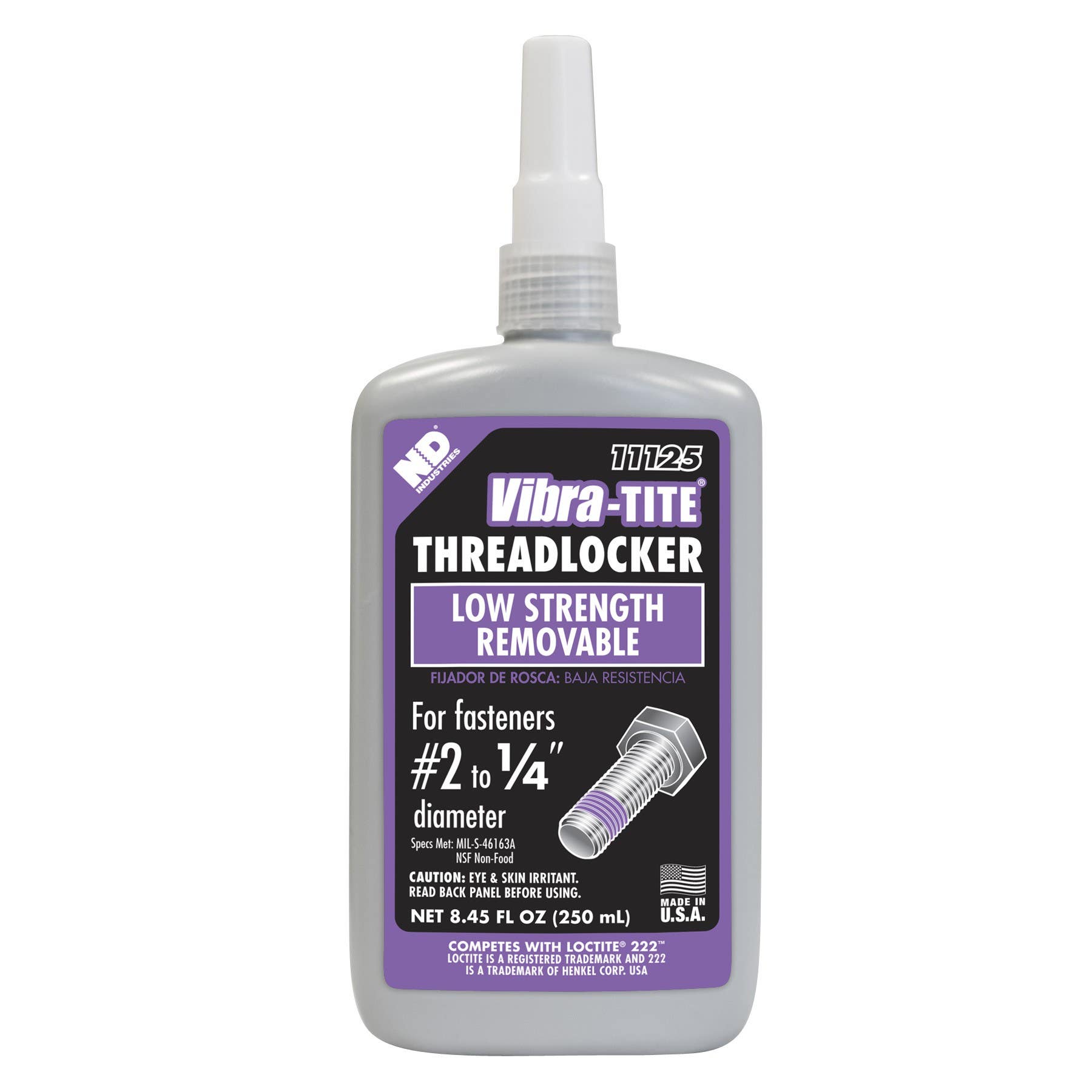 Vibra-Tite 11125 Low Strength Removable Threadlocker - 250 mL