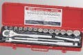 Genius Tools TW-418M 18PC 1/2" Dr. 12-pt. Metric Hand Socket Set