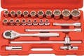 Genius Tools GS-424S 24PC 1/2" Dr. SAE Hand Socket Set