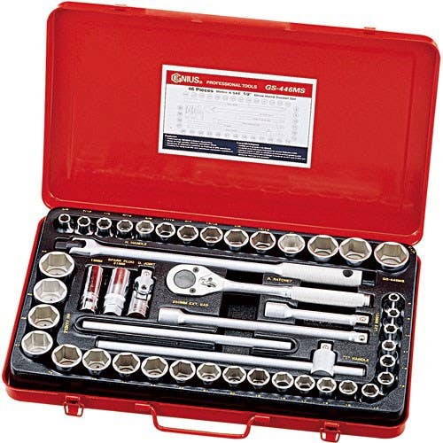 Genius Tools GS-446MS 46PC 1/2" Dr.  Metric & SAE Hand Socket Set