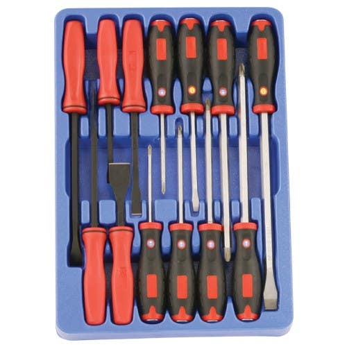 Genius Tools MS-013 13PC Pry Bar, Corbon Scraper & Tang-Thru Screwdriver Set