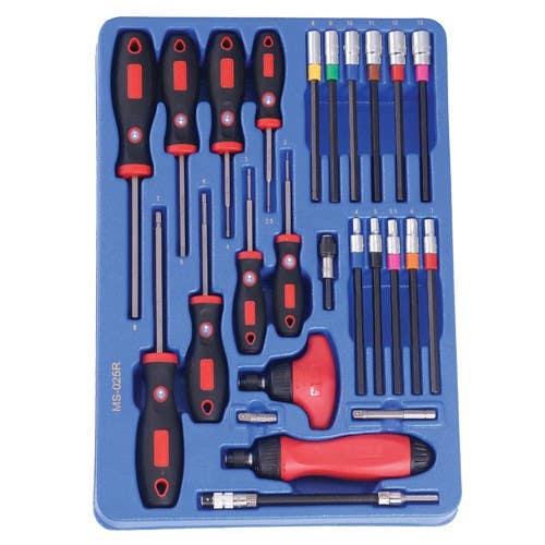Genius Tools MS-025R 25PC Hex Screwdriver and Ratcheting Screwdriver Set