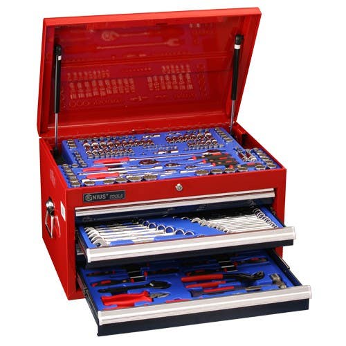 Genius Tools MS-215TA 215PC Metric & SAE Tool Set with 4/10 Drawers Top Chest