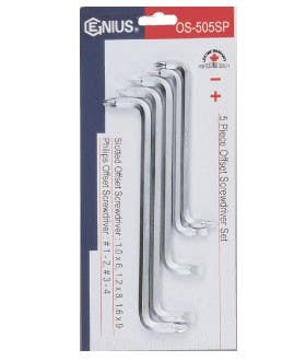 Genius Tools OS-505SP 5PC Slotted & Philips Offset Screwdriver Set