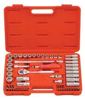 Genius Tools AC-359A 59PC 3/8" Dr. Metric Hand Socket(6Pt.) & Bit Set