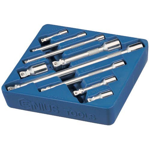 Genius Tools BE-2349 9PC 1/4" 3/8" & 1/2" Dr. Wobble Extension Bar Set