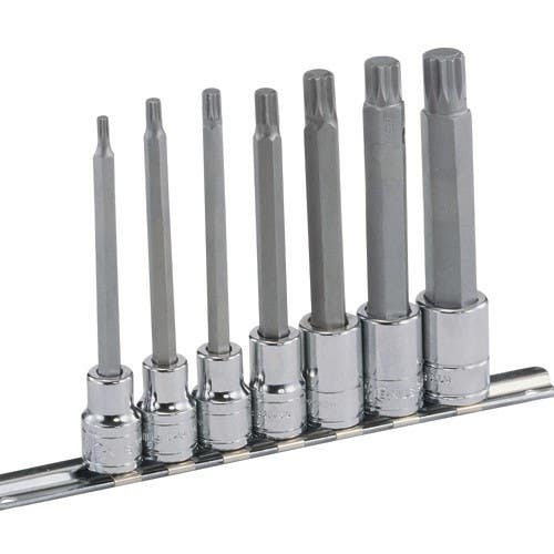 Genius Tools BS-307ML 7PC 3/8" Dr. Long Triple Square Bit Socket Set