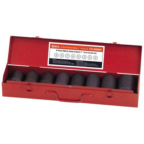 Genius Tools CD-808 8PC 1" Dr. Deep Impact Socket Set