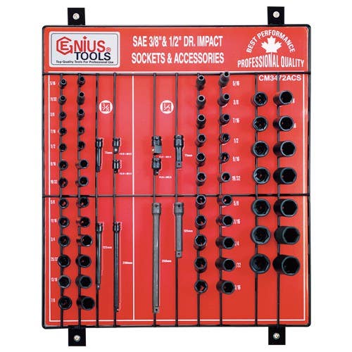 Genius Tools CM-3472 3/8 & 1/2" Dr. Impact Sockets Display Board
