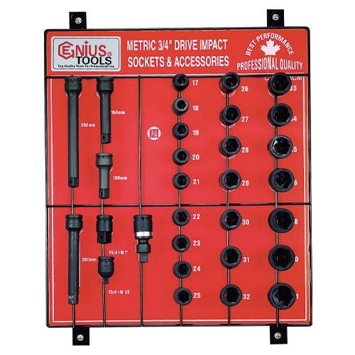 Genius Tools CM-630ACM 30PC 3/4" Dr. Impact Sockets Display Board