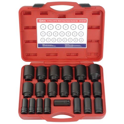 Genius Tools DI-621 21PC 3/4" Dr. Deep Impact Socket Set