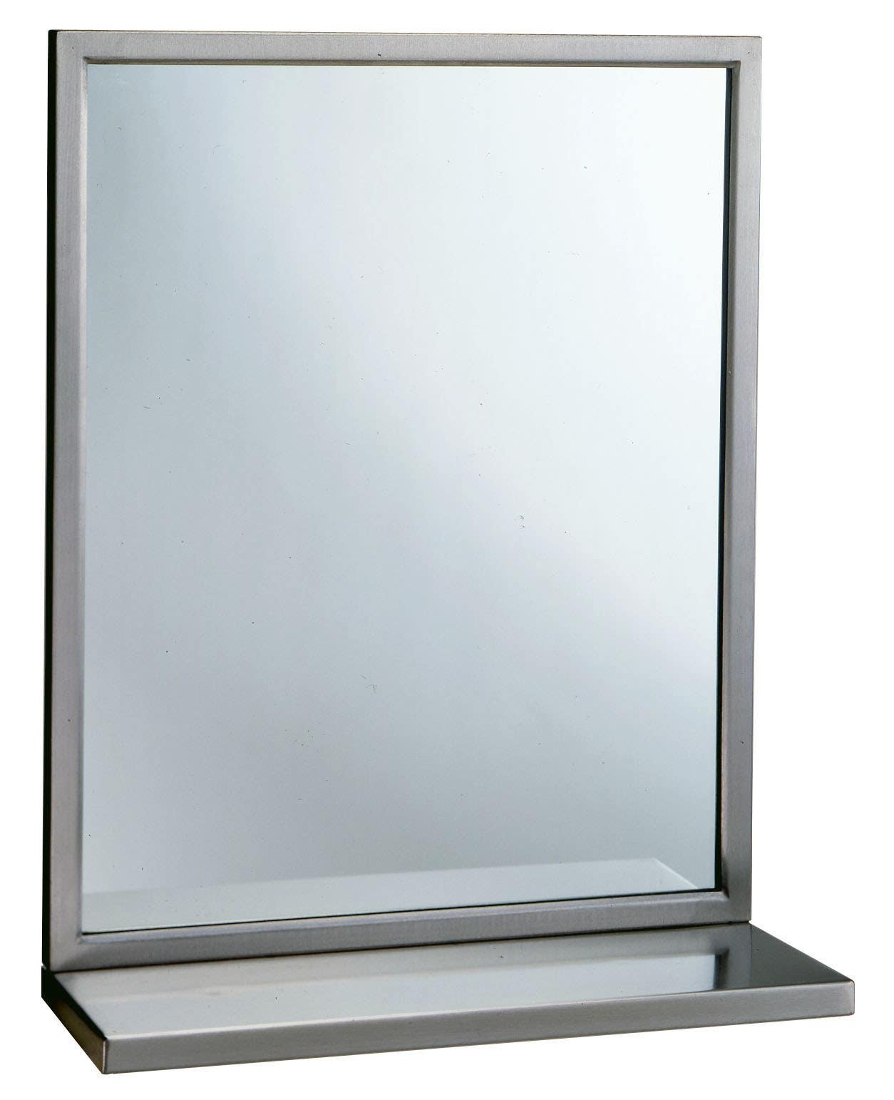 Bobrick B-292 1836 Welded-Frame Mirror w/ Shelf, 18" W x 36" H, Finish-Satin