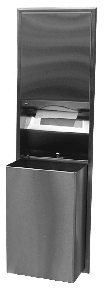 Bobrick B-3947 ClassicsSeries Recessed Convertible Paper Towel Dispenser & Waste Receptacle,18-Gallon,Finish-Satin
