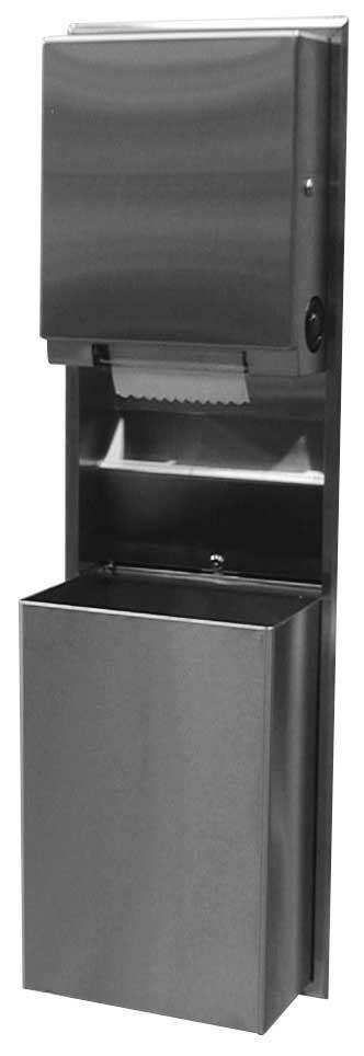 Bobrick B-39617 ClassicsSeries Recessed Convertible Pull Towel Dispenser & Waste Receptacle,18-Gallon Waste,Finish-Satin