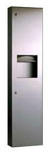 Bobrick B-38034 TrimLineSeries Recessed Paper Towel Dispenser & Waste Receptacle, 3.8-Gallon Waste
