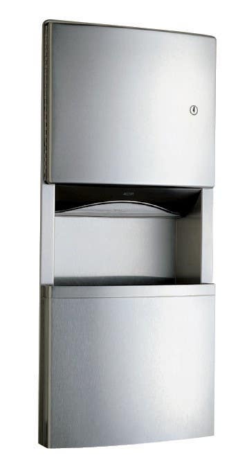 Bobrick B-4369 ConturaSeries Recessed Paper Towel Dispenser & Waste Receptacle,3-Gallon Waste,Finish-Satin