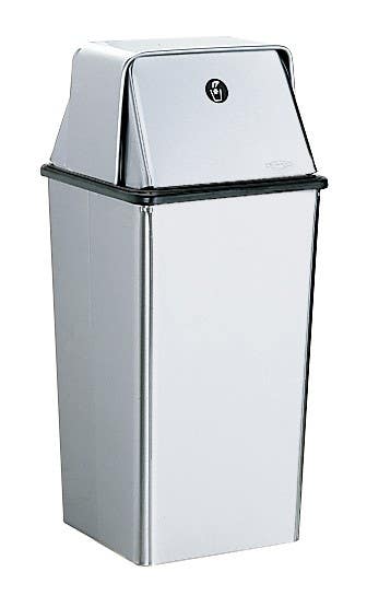 Bobrick B-2250 Floor-Standing Waste Receptacle, Spring-Loaded Top,13-Gallon,Finish-Satin