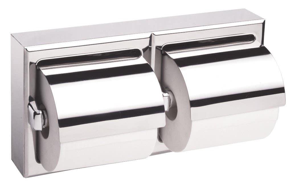 Bobrick B-6999 Surface-Mounted Toilet Tissue Dispenser w/ Hoods, Two Rolls