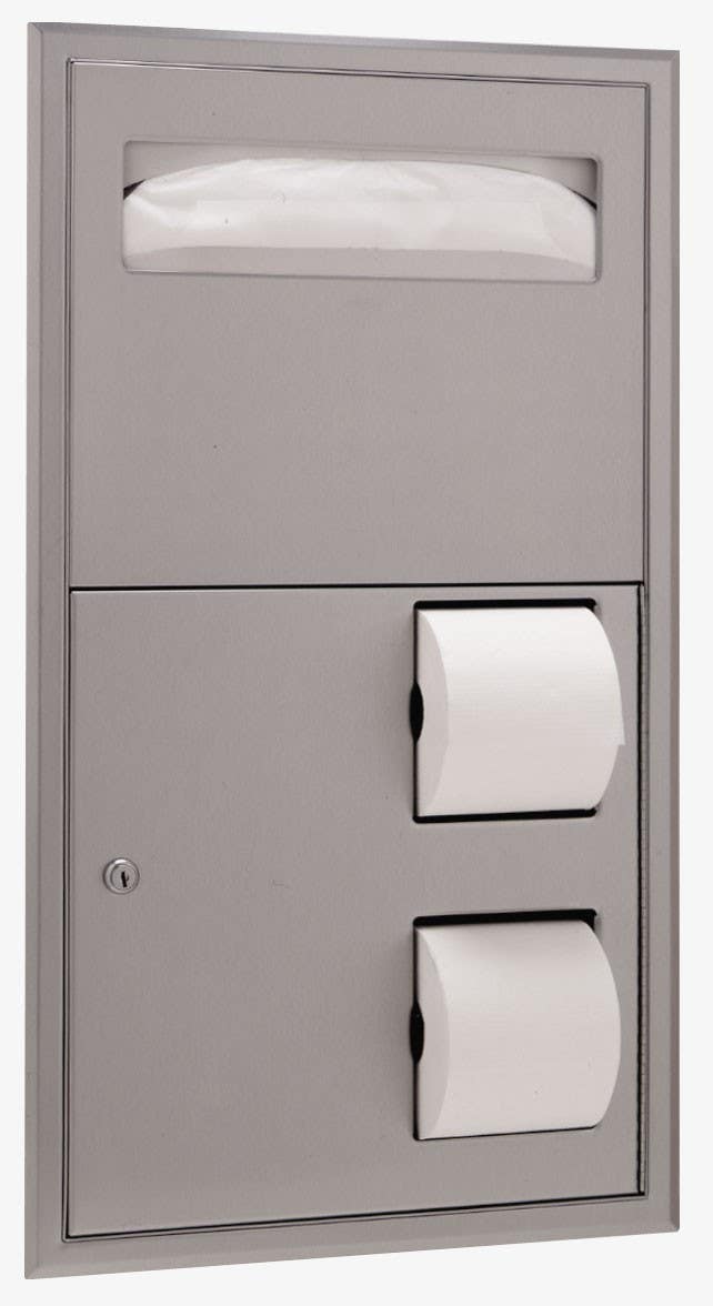 Bobrick B-3474 ClassicSeries Recessed Toilet Tissue & Seat Cover Dispenser, Finish-Satin