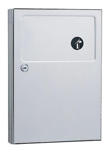 Bobrick B-254 ClassicSeries Surface-Mounted Sanitary Napkin Disposal,1.2-Gallons,Finish-Satin